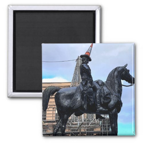 The Duke of Wellington statue with a Traffic Cone Magnet