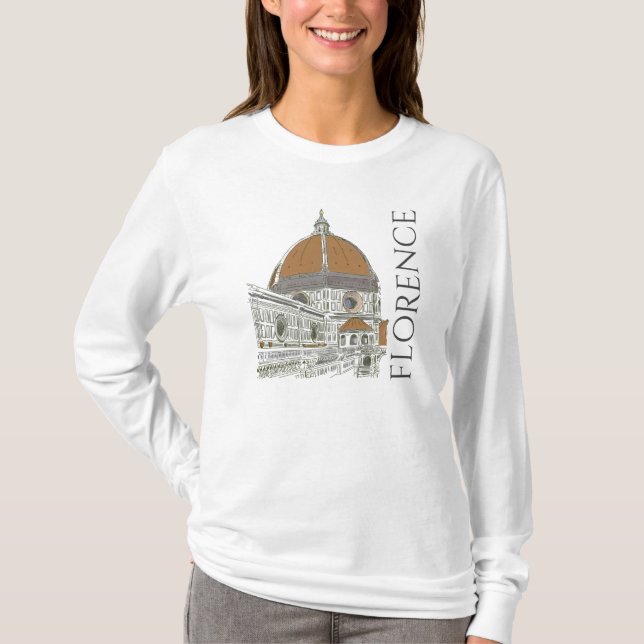 The Duomo Cathedral Florence Italy Pen and Ink T-Shirt (Front)