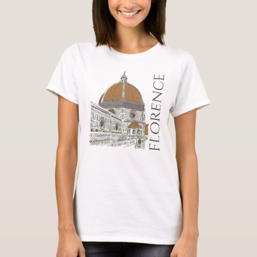 The Duomo Florence Italy Pen and Ink Drawing T_Shirt