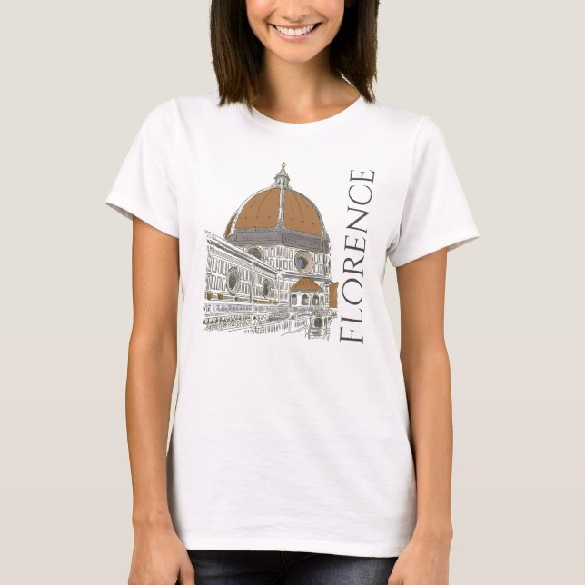 The Duomo Florence Italy Pen and Ink Drawing T-Shirt (Front)
