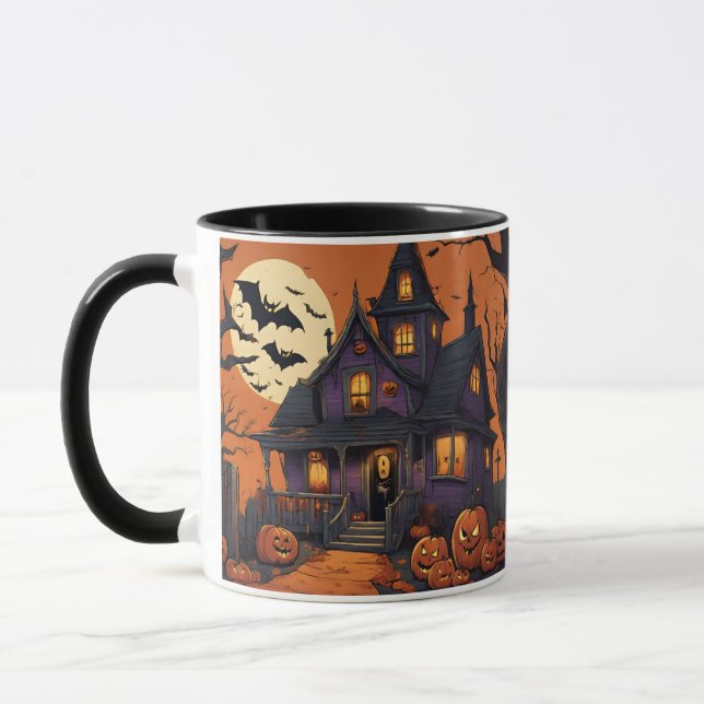 The duplicate sides of the haunted house mug (Left)