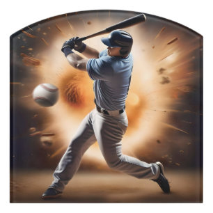 "The Dust-Cloud Showdown: A Pitcher's Fury" Door Sign