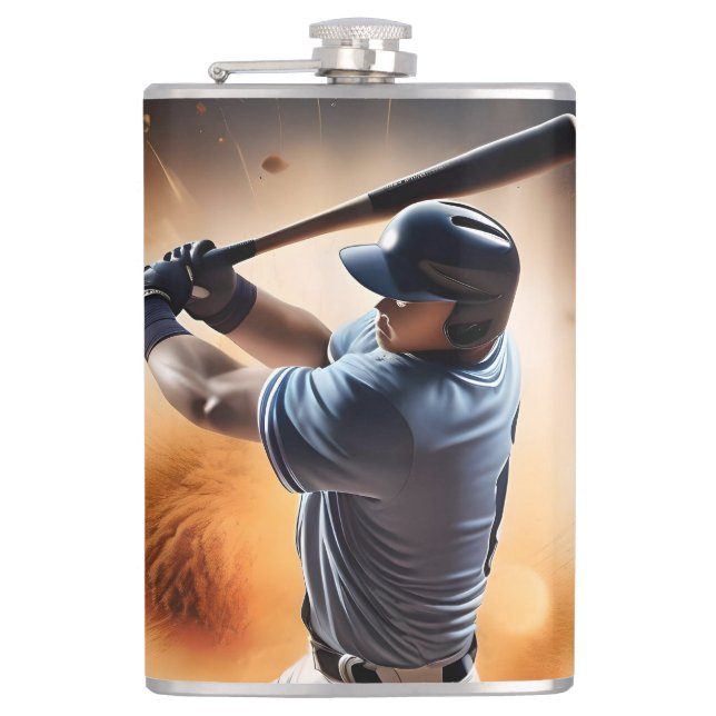 "The Dust-Cloud Showdown: A Pitcher's Fury" Flask (Front)