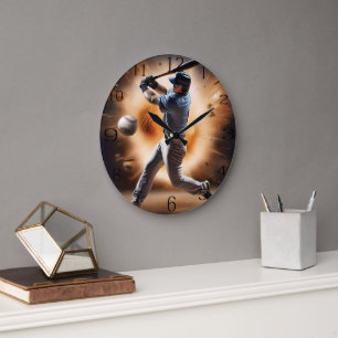 "The Dust-Cloud Showdown: A Pitcher's Fury" Large Clock