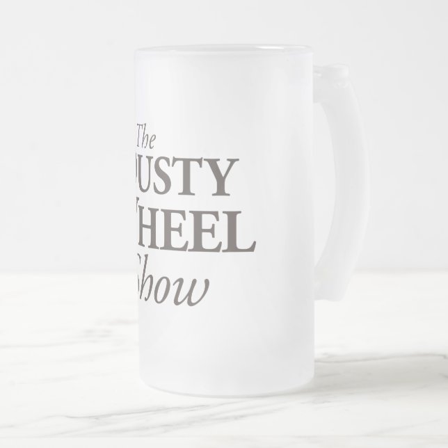 The Dusty Wheel: Frosted Title Mug (Front Right)