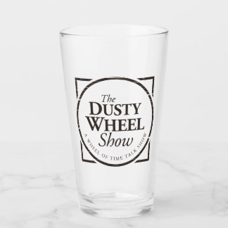 The Dusty Wheel Show Podcast Logo Bar Glass
