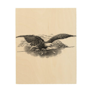 The eagle carries the American flag Wood Wall Art