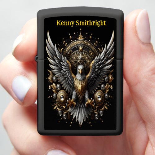 The Eagles Gold And Silver and eagle on a black Zippo Lighter
