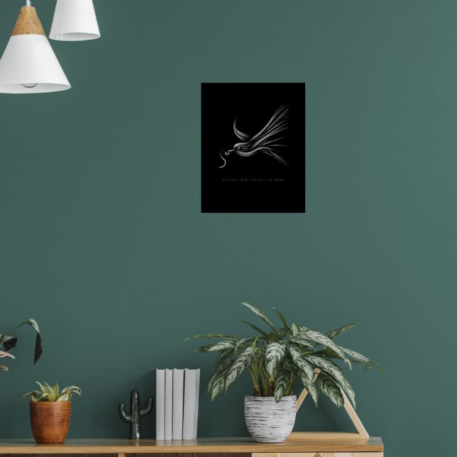 The Early Bird Catches the Worm - Line Art Proverb Poster (Living Room 1)