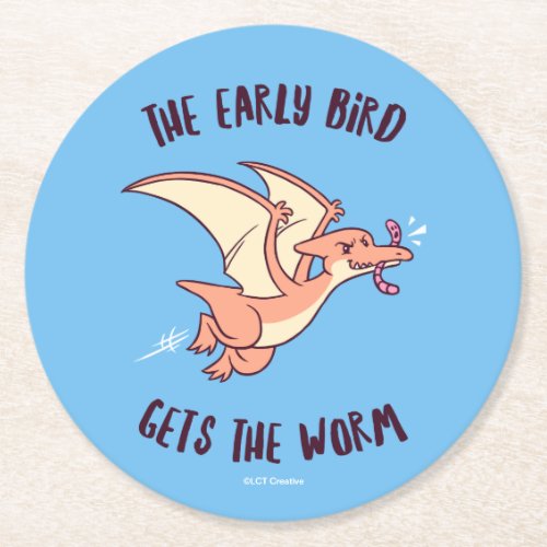 The Early Bird Gets The Worm Round Paper Coaster