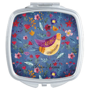 The Early Bird in Flower Garden Makeup Mirror