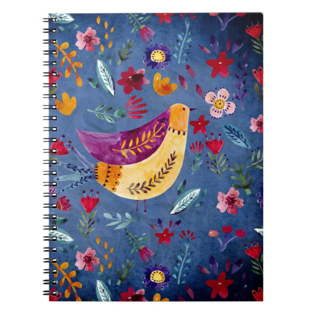 The Early Bird in Flower Garden Notebook (Front)