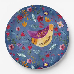 The Early Bird in Flower Garden Paper Plates