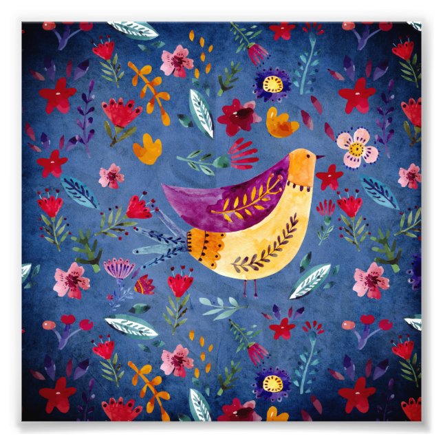 The Early Bird in Flower Garden Photo Print (Front)