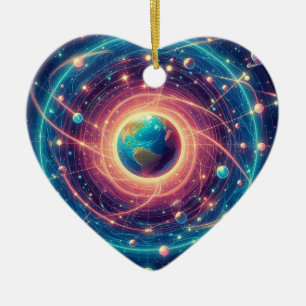 The Earth and It's Aura on a Valentines Day Tree  Ceramic Ornament