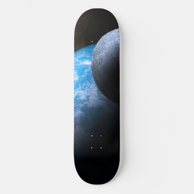 The Earth and Moon Skateboard Deck (Front)
