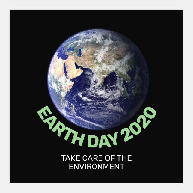 The Earth image, black background, curved text Facebook Profile (Front)