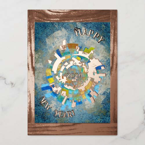 The earth in 2024 _ abstract _  happy new year foil invitation