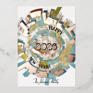 The earth in 2026 abstract happy new year custom foil invitation