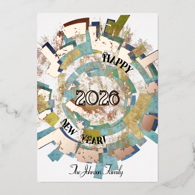 The earth in 2026 abstract happy new year custom foil invitation (Front)