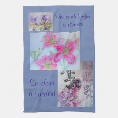 The Earth Laughs In Flowers Purple Tea Towel