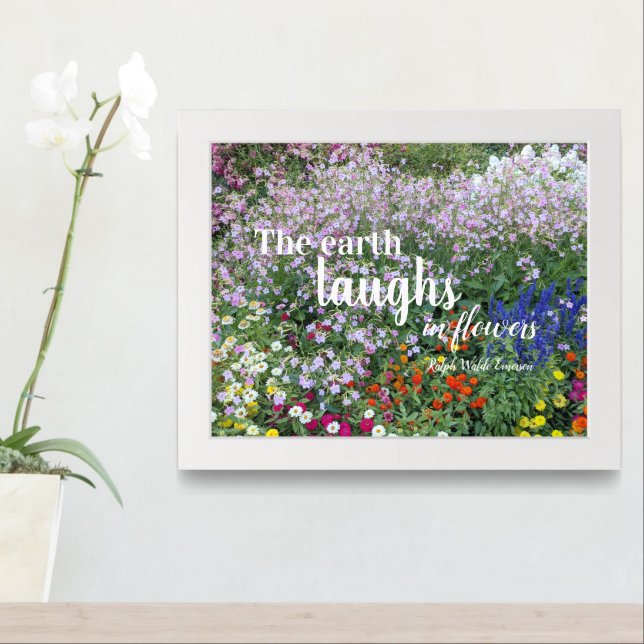 The Earth Laughs in Flowers Quote Floral Framed Art (Entryway)