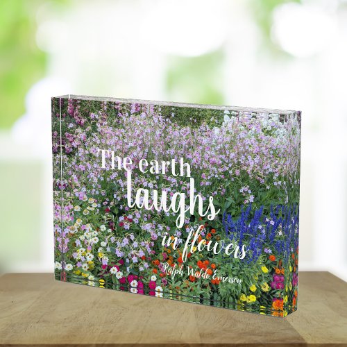 The Earth Laughs in Flowers Quote Floral Photo Block