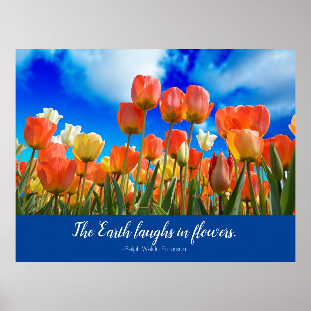 The Earth Laughs in Flowers Quote with Tulips Poster | Zazzle