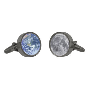 The Earth & Moon Gunmetal Finish Cufflinks
