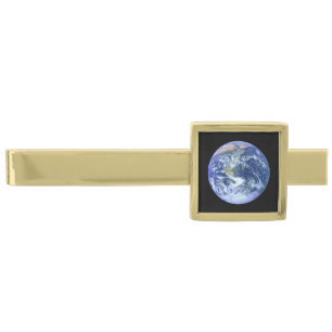 The Earth - The Blue Marble Gold Finish Tie Bar