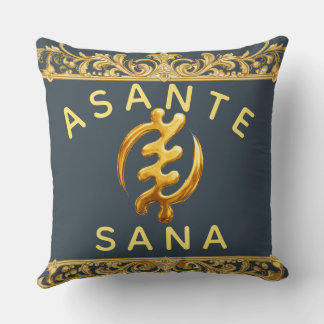 "The Earthly Zenith" Asante Sana Gold Adinkra Heri Throw Pillow