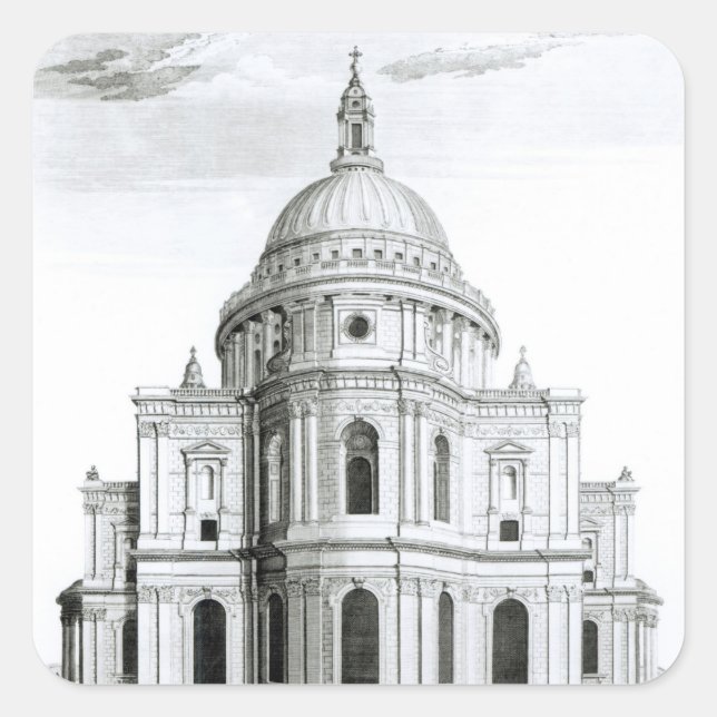The East Prospect of St. Paul's Cathedral Square Sticker (Front)