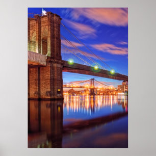 The East River, Brooklyn Bridge, Manhattan Poster