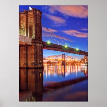 The East River  Brooklyn Bridge  Manhattan Poster by iconicnewyork at Zazzle