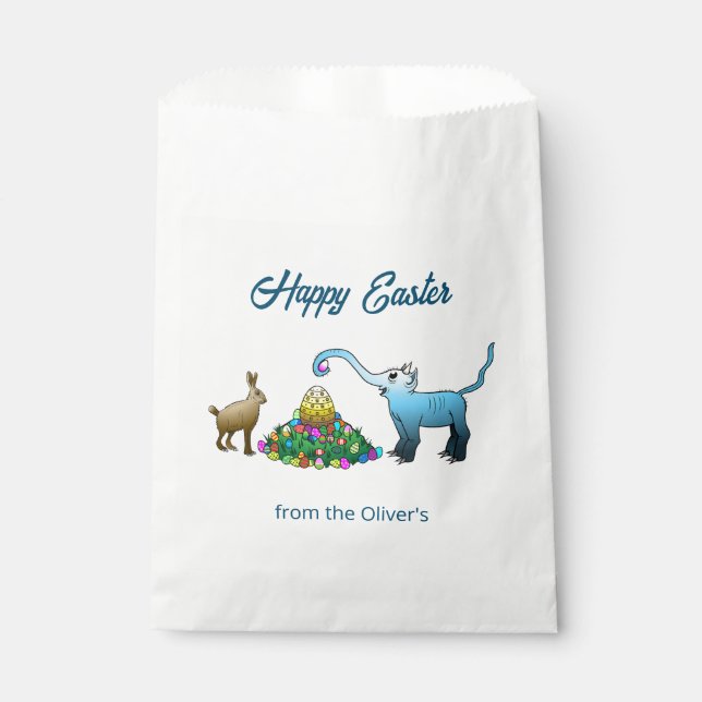 The Easter Bunny collects Easter eggs Favor Bag (Front)