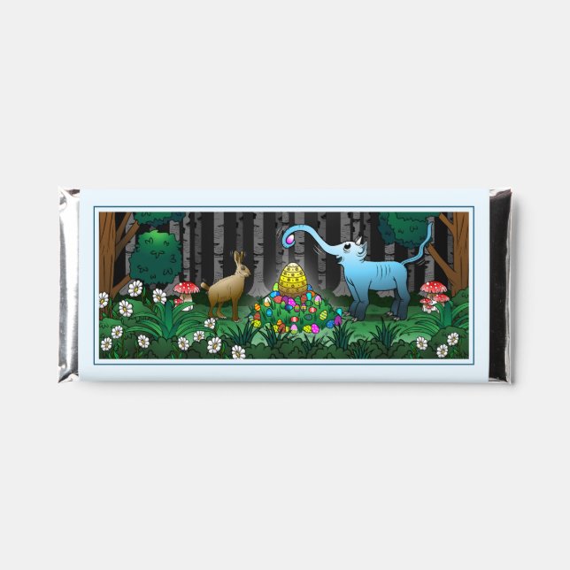 The Easter Bunny collects Easter eggs Hershey Bar Favors (Front)