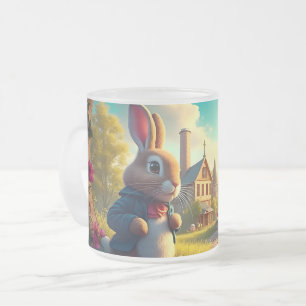 The Easter Bunny on a Secret Mission Frosted Glass Coffee Mug