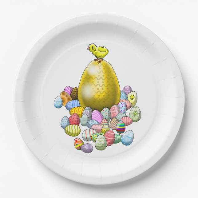 The Easter Chick and the Golden Easter Egg Paper Plates (Front)