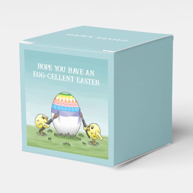 The Easter egg is painted by the chicks Favor Boxes (Front Side)