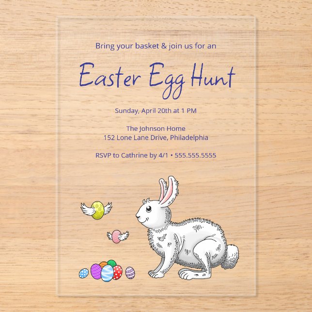 The Easter eggs and the Easter bunny Acrylic Invitations (Front)