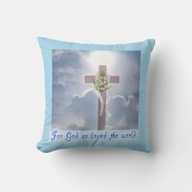 The Easter Promise, Cross and Clouds Throw Pillow (Front)