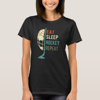 The Eat Sleep Hockey Repeat funny retro vintage T-Shirt