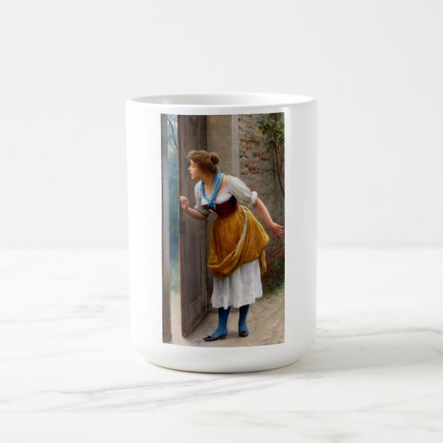 The Eavesdropper (by Eugene de Blaas) Coffee Mug (Center)