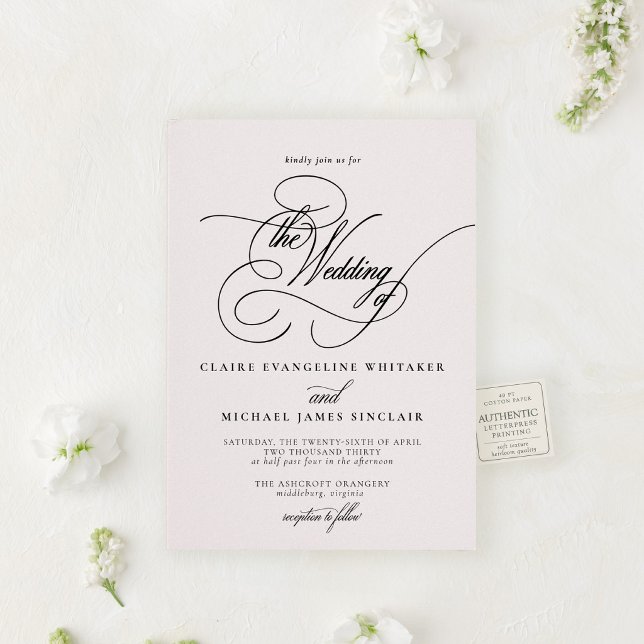 The Écriture Suite | Romantic Script Wedding Letterpress Invitation (Inspired by the romance of handwritten letters and timeless French elegance.)