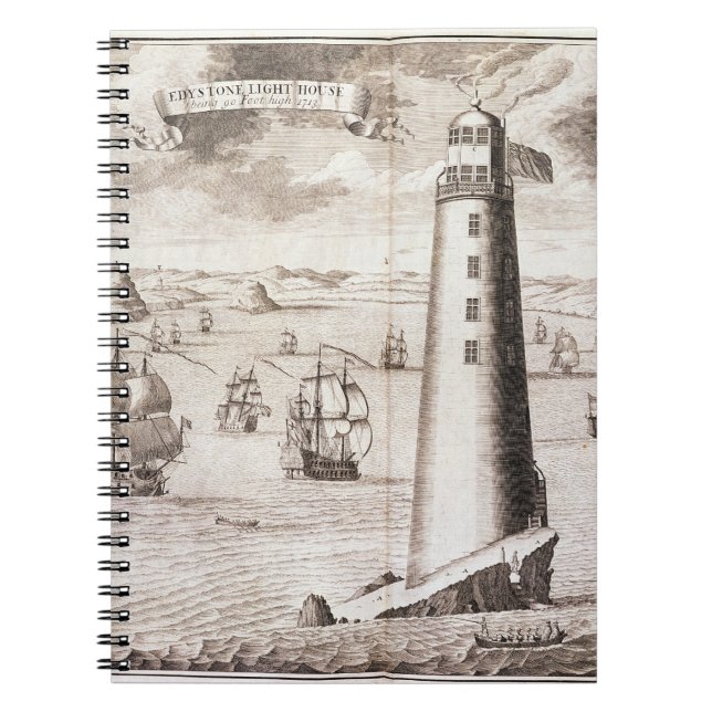 The Eddystone Lighthouse, engraved by Hendrick Hul Notebook (Front)