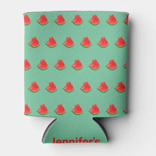 The Editable Watermelon Pattern Can Cooler Sleeve