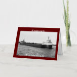 The Edmund Fitzgerald on the St. Clair River (B&amp;W) Foil Greeting Card