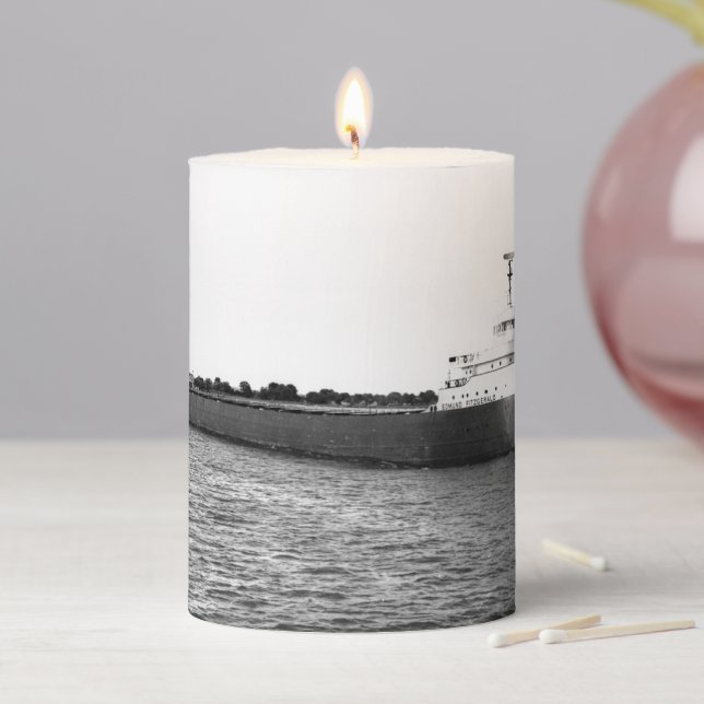 The Edmund Fitzgerald on the St. Clair River Pillar Candle (In Situ)