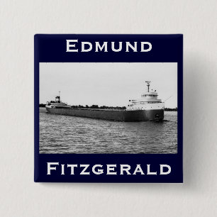 The Edmund Fitzgerald on the St. Clair River Pinback Button