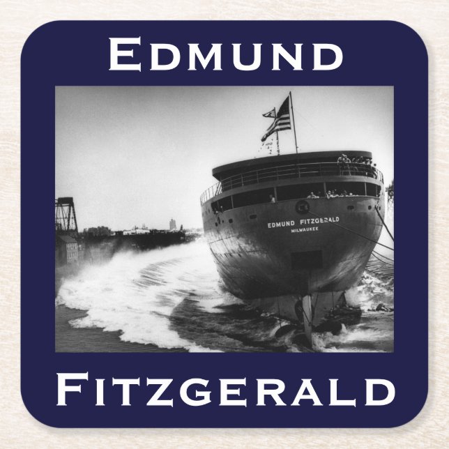 The Edmund Fitzgerald Square Paper Coaster (Front)
